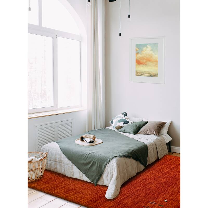 ECARPETGALLERY Hand Loomed Kashkuli Gabbeh Orange Wool Rug - 5'1 x 7'6