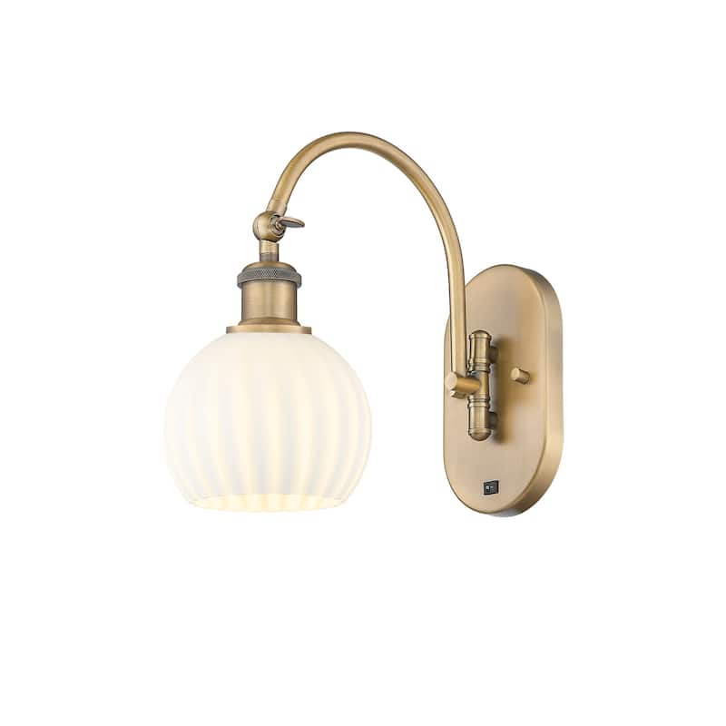 Innovations Lighting 518-1W-12-6-White Venetian-Indoor Wall Sconce - Brushed Brass / White Venetian