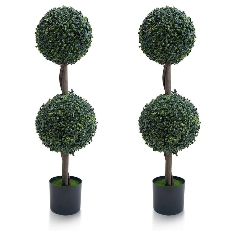 Artificial Boxwood Ball Topiary Trees Set of 2 - 35 Inch
