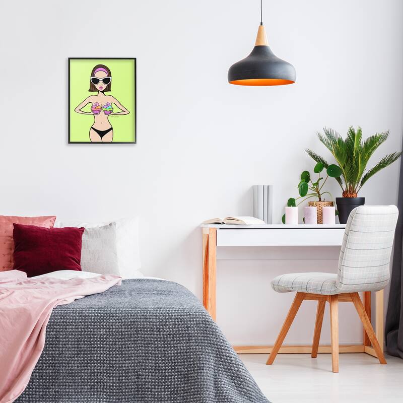 Stupell Glam Summer Gal & Cupcakes Framed Giclee Art Design By Katie Conley