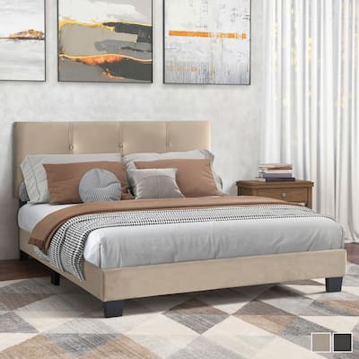Fort Velvet Upholstered Platform Bed, Full