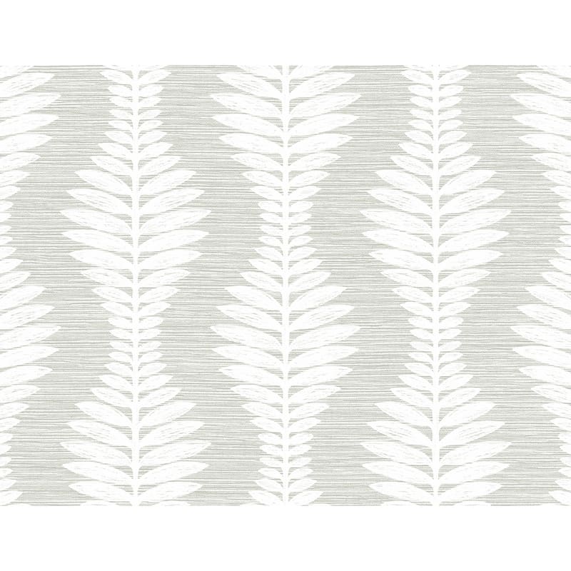 Lillian August Carina Leaf Ogee Embossed Vinyl Unpasted Wallpaper - 27 in. W x 27 ft. L - Cloud Nine