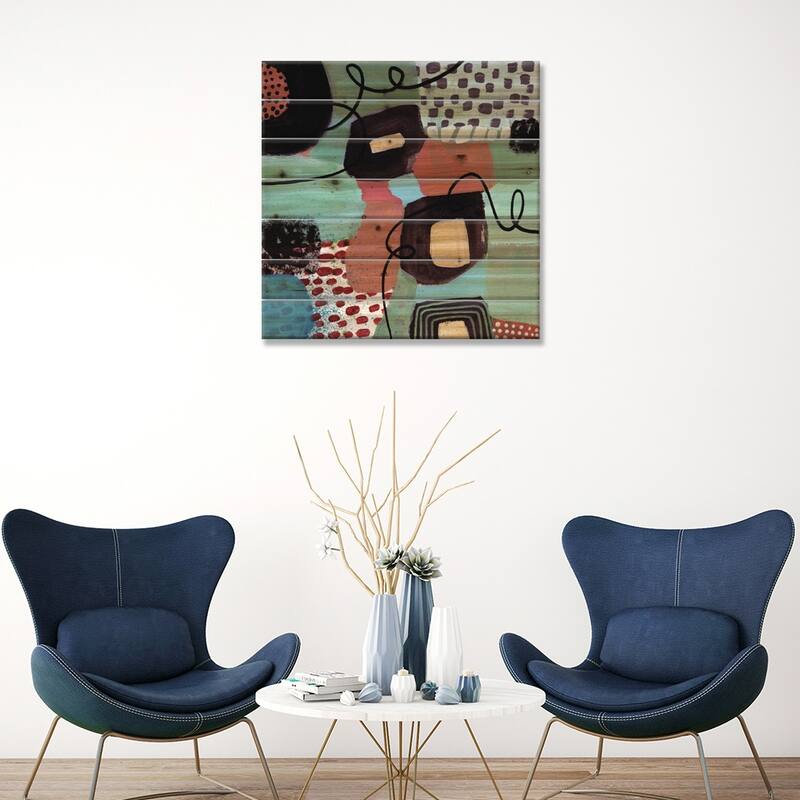 Jazz Abstract Print On Wood by Sara Franklin - Multi-Color
