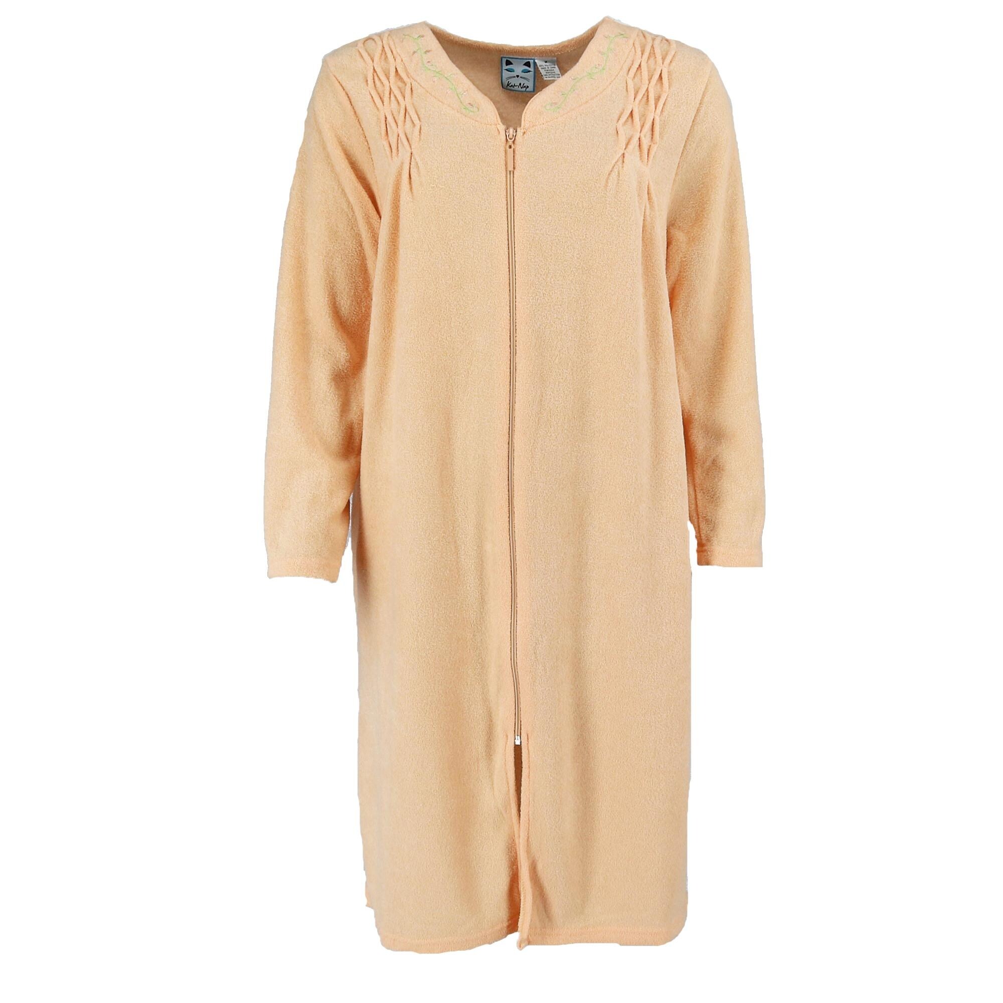 Shop Kat Nap Women S Embroidered Zip Front Terry Duster Robe