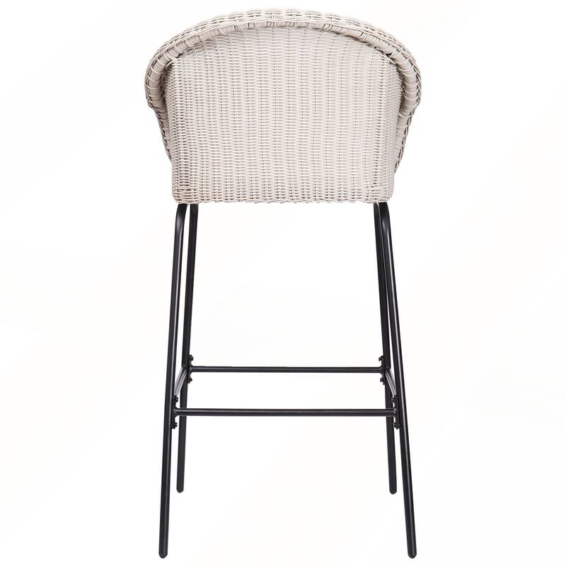 Outdoor Metal Wicker Barstool Set of 2