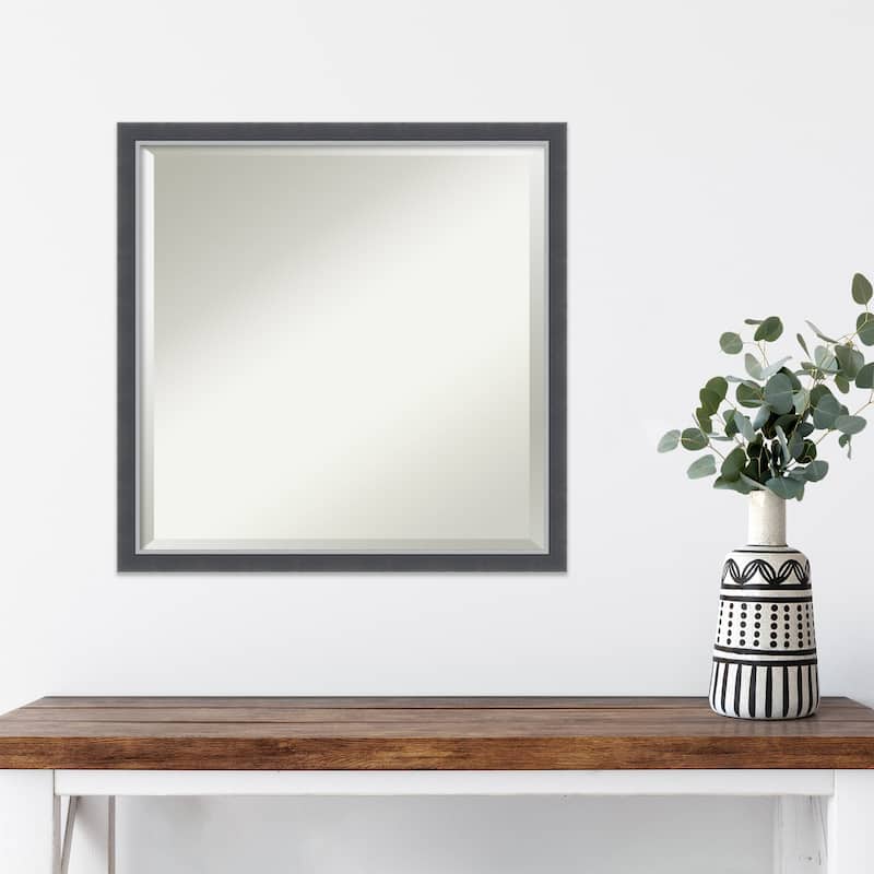 Beveled Wall Mirror - Eva Black Silver Thin Frame - Eva Black Silver Thin
