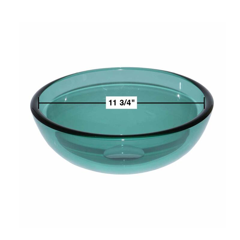 Green Tempered Glass Countertop Round Vessel Sink with Sink Drain