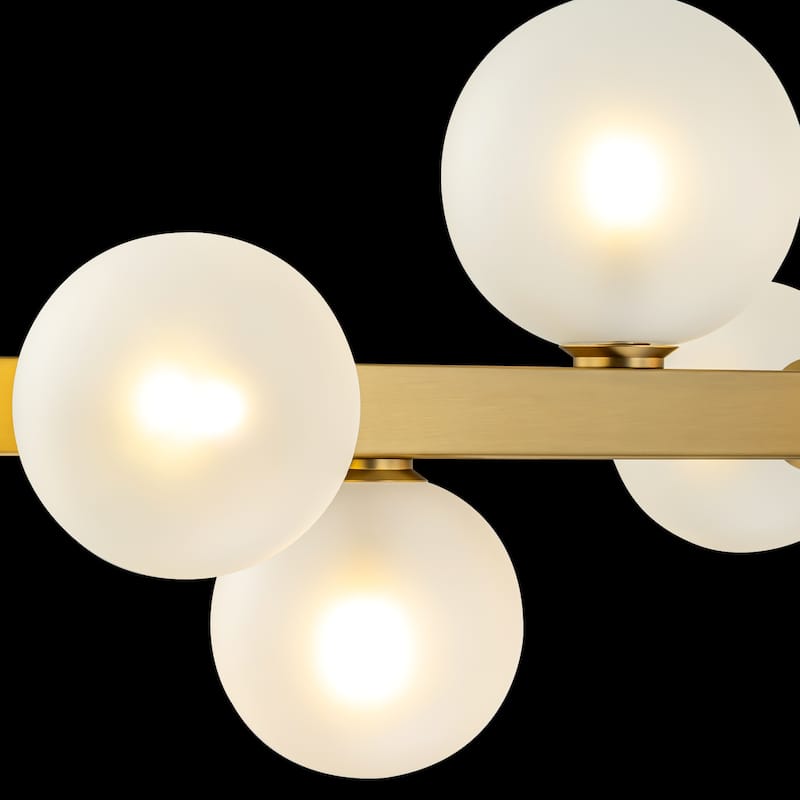 12-Light Modern Gold Linear Sputnik Cluster Pendant Light Frosted Glass Globe Bubble Chandelier for Kitchen Island