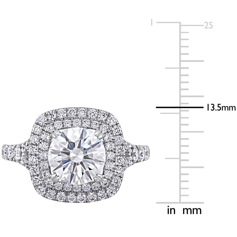 Miadora 2-4/5ct TDW Diamond Double Halo Engagement Ring in 14k White Gold