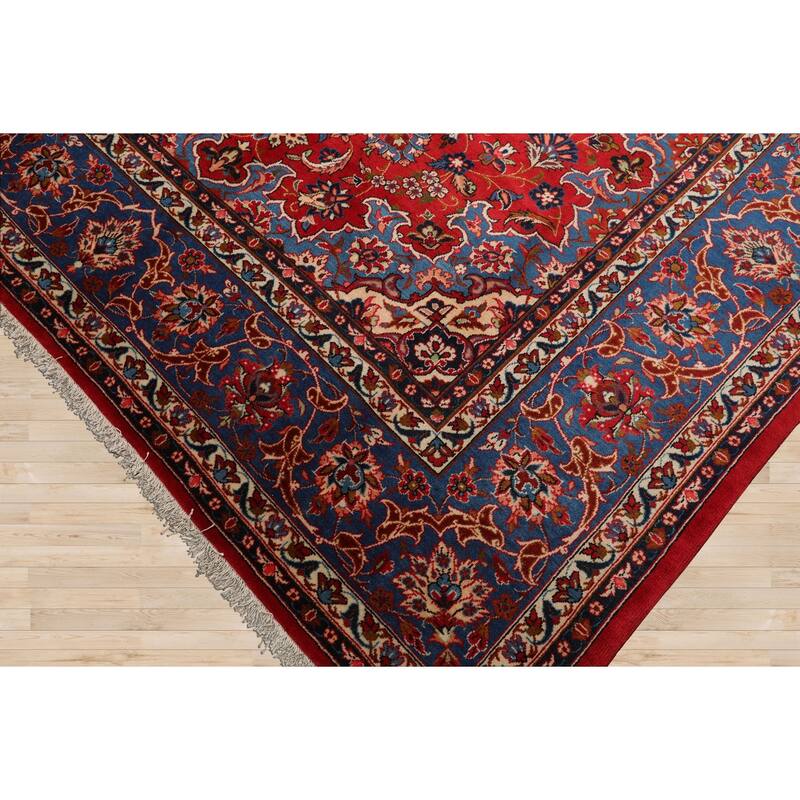 7'2''x10'4'' Hand Knotted Wool Red Isfahan Traditional Rug - 7' 2'' x 10' 4''