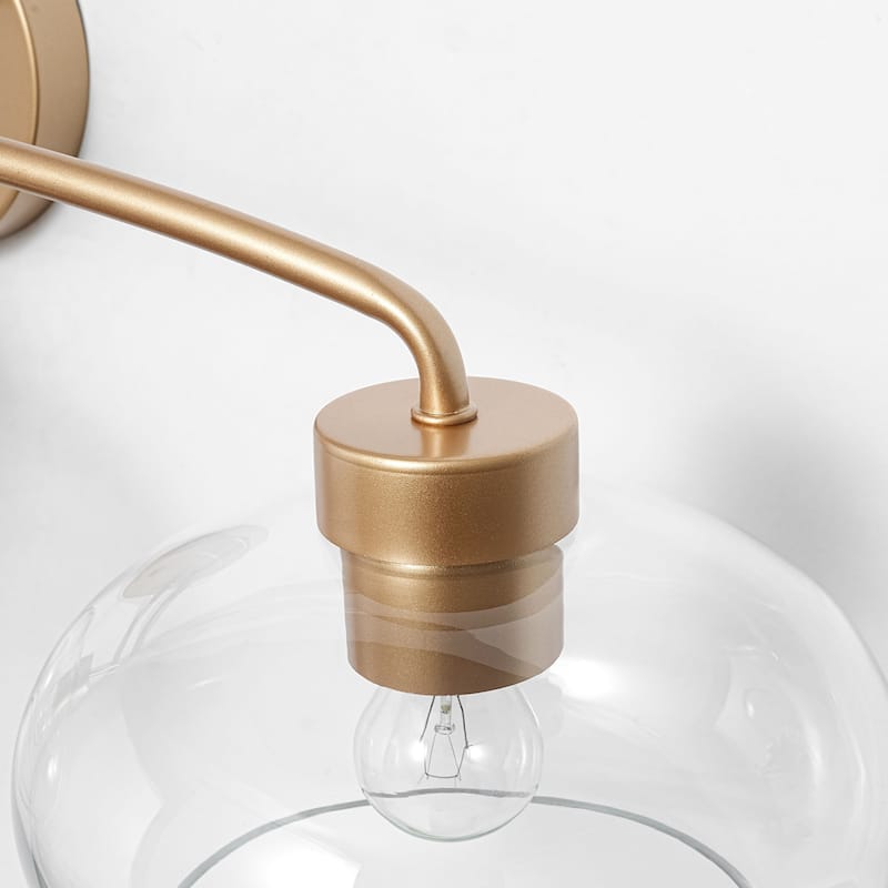 3-Light Modern Glam Brass & Clear Glass Vanity Light for Bathroom - 3 Light