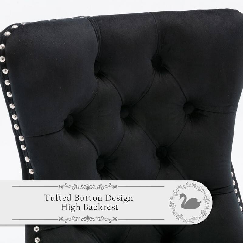 Tufted Naliheads Solid Wood Upholstered Dining Chairs (Set of 8)
