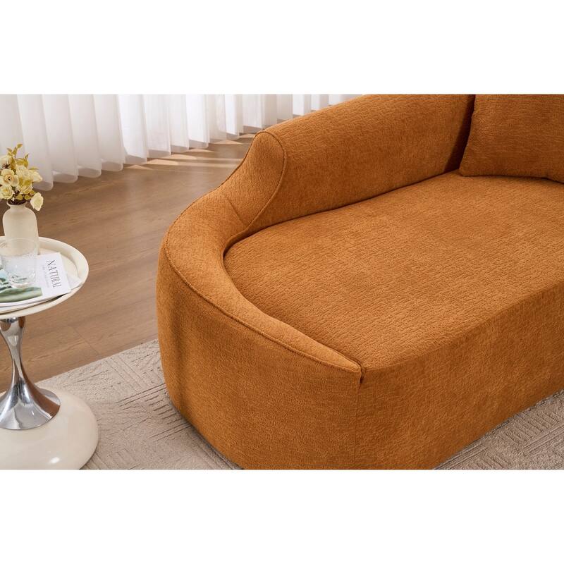 Compressed Curve Chaise Lounge, Modern Chenille Sofa Bed, No-Assembly Sofa