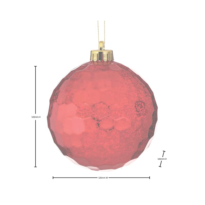 120mm Hammered Shatterproof Plastic Mercury Ball Ornament Box of 2