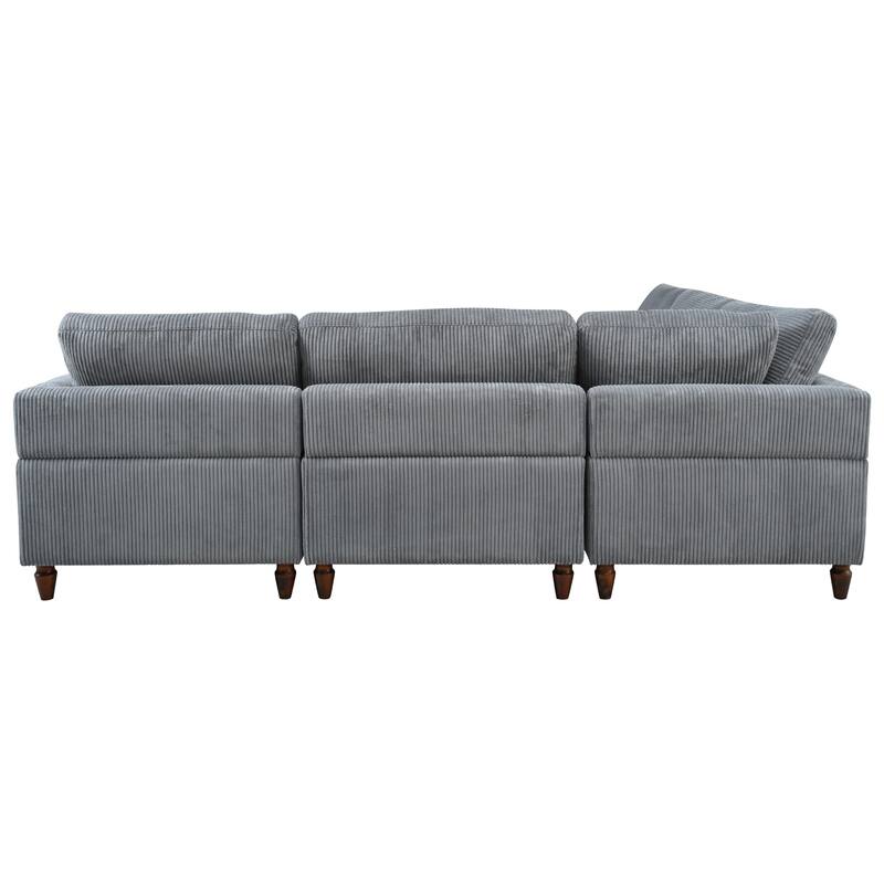 Modular L-Shaped Gray Polyester Sofa with Ottoman, 97x97x33 inches, 220 lbs, for Living Room or Office