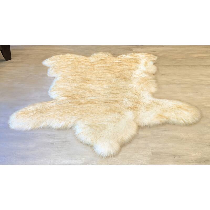 Dynasty Bear Shape Natural Luxury Long Wool Sheepskin Shag Rug