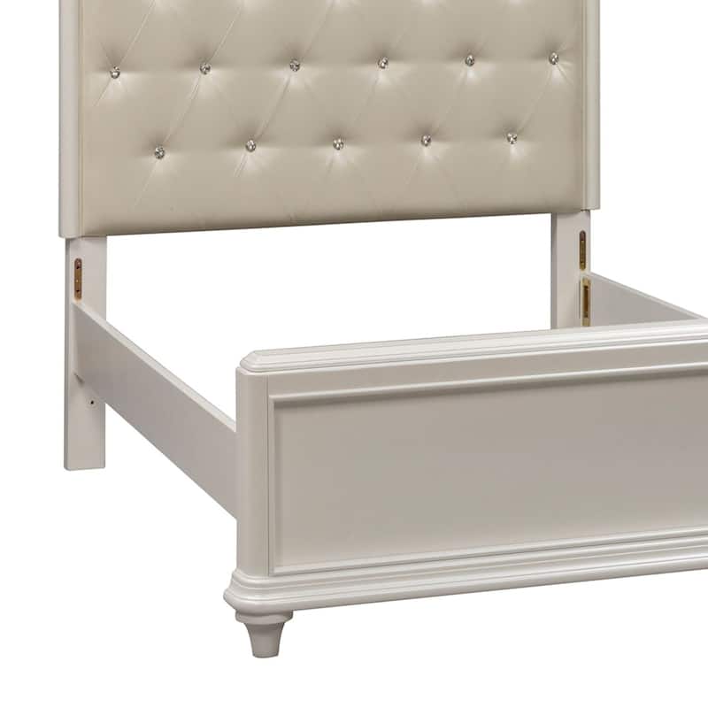 Stardust Iridescent White Panel Bed
