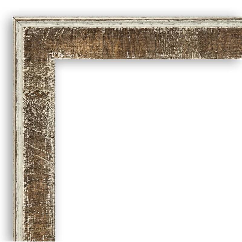 Farmhouse Brown Narrow Wood Framed White Corkboard Bulletin Board