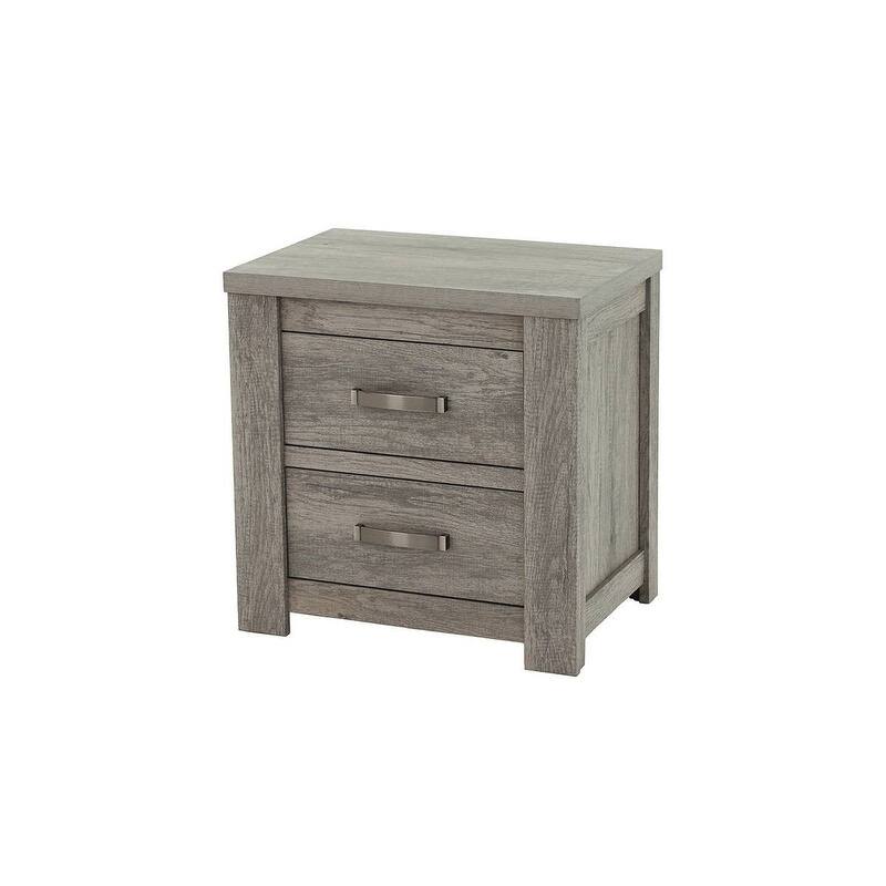 Contemporary Style 4pc Bed Set Panel Headboard Metal Handles Light Gray Finish Bedroom Furniture