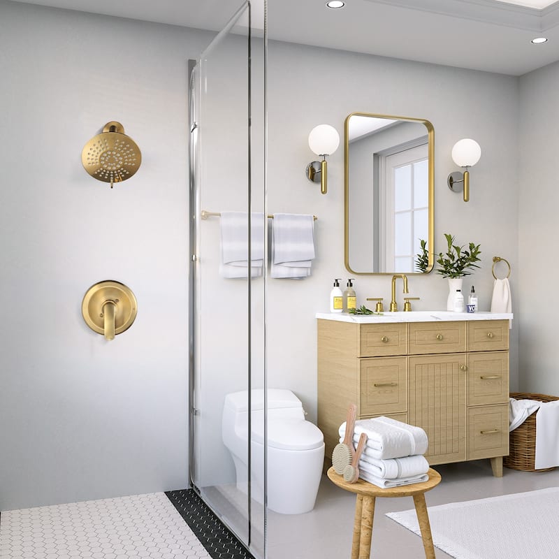 WOWOW Single Handle 5-Spray Round Shower Faucet with Valve