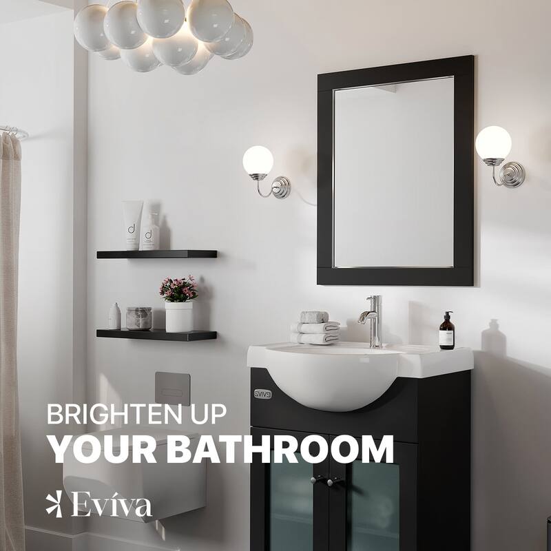 Eviva Aberdeen 24-inch Espresso Wooden Framed Bathroom Wall Mirror