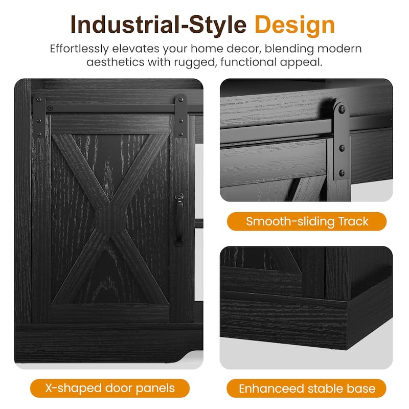 Farmhouse TV Stand for 65 inch TV with Sliding Barn Doors