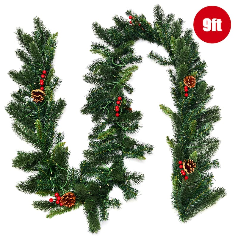 Gymax 9FT Pre-lit Christmas Decoration Garland Indoor Outdoor w/ LED - See Details