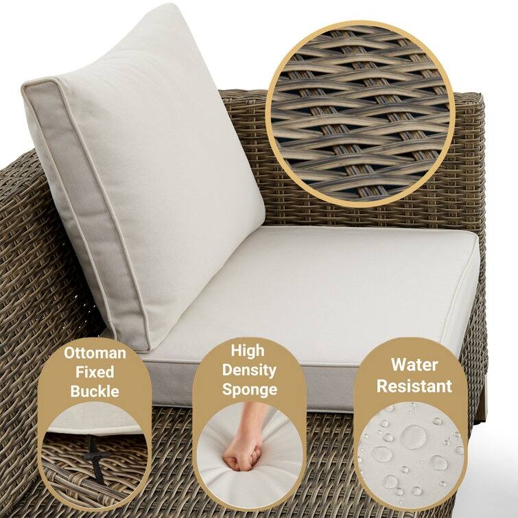 9 - Person Outdoor Wicker Patio Conversation Furniture Set With Fire Pit Table