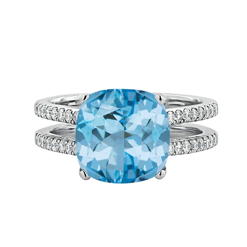 Auriya Modern 5ct Cushion-cut Sky Blue Topaz and Diamond Engagement Ring 1/4cttw 14k Gold