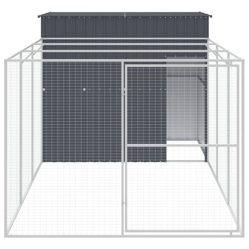 vidaXL Dog House with Run Light Gray/Anthracite multisize Galvanized Steel