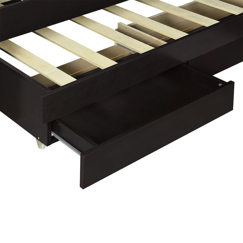 Twin XL Size Platform Bed with Storage LED Headboard,Charging Station