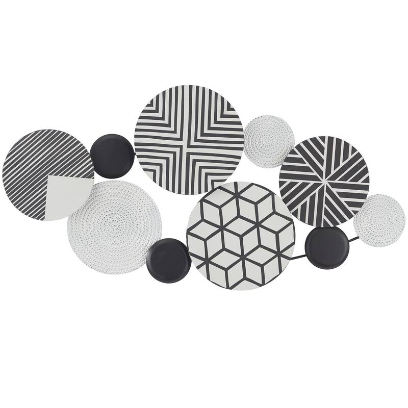 Metal Plate Home Wall Decor with Intricate Patterns - Black or Blue - CosmoLiving by Cosmopolitan - Black - 46"W, 23"H