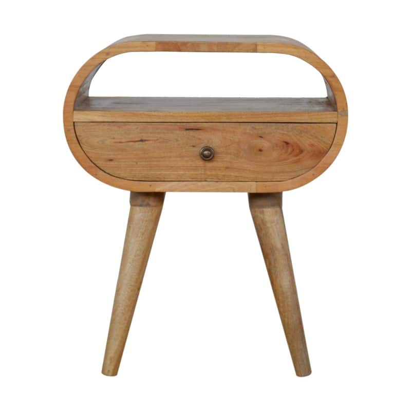Artisan Furniture Solid Wood Circular Open Slot Nightstand,1 Drawer with 1 Shelf