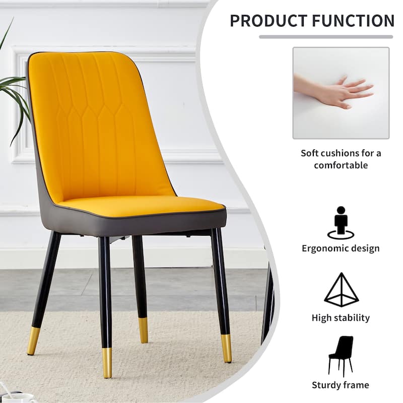 Set of 4 Modern PU Upholstered Dining Chairs with Metal Legs