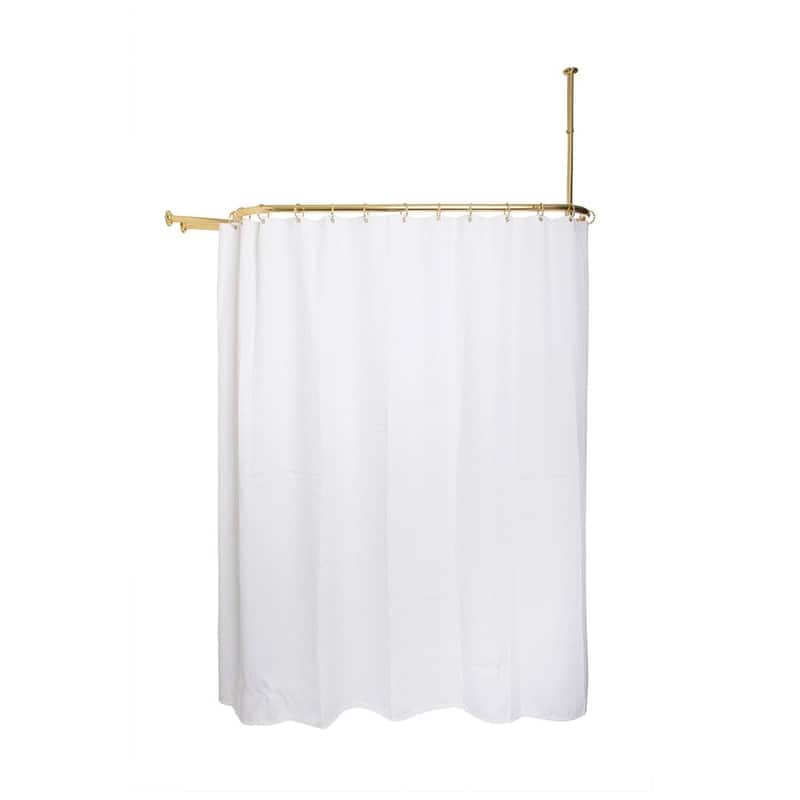 Utopia Alley Rustproof Aluminum Hoop Shower Rod 45.7x22", with White Shower Curtain 180x70"