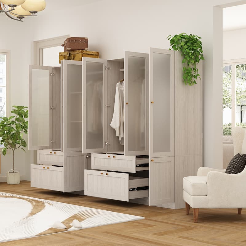 Combo Elegant Light Gray Wardrobe Modular Closet Configuration Armoire