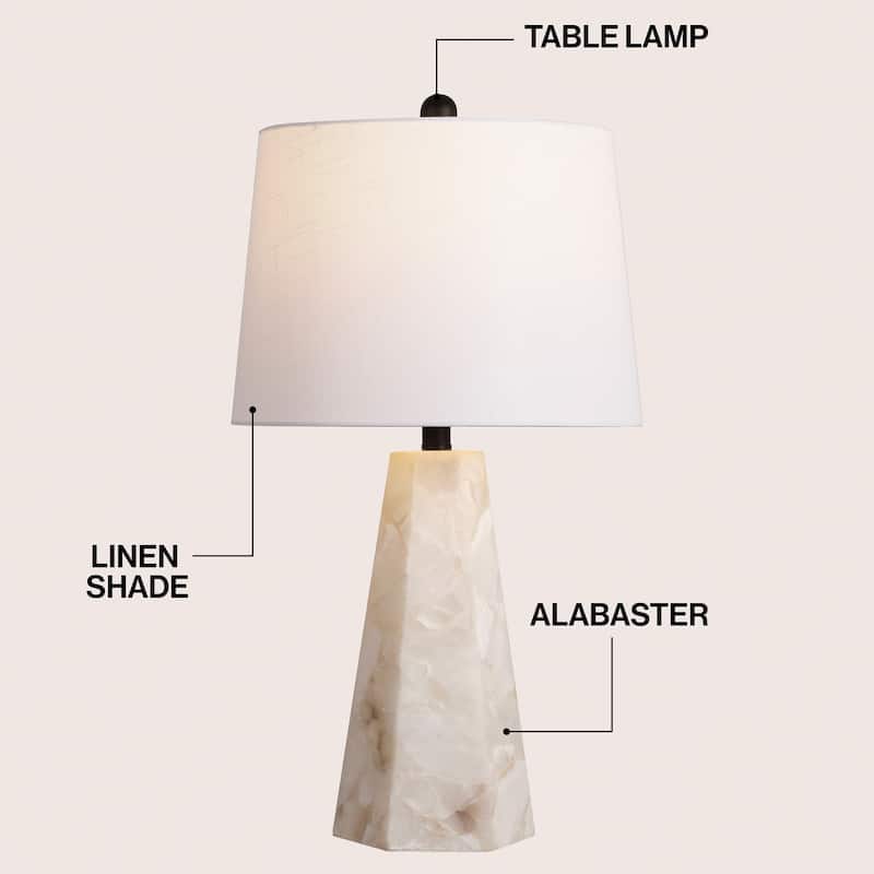 Highland 25.5" Alabaster LED Table Lamp, White by JONATHAN Y
