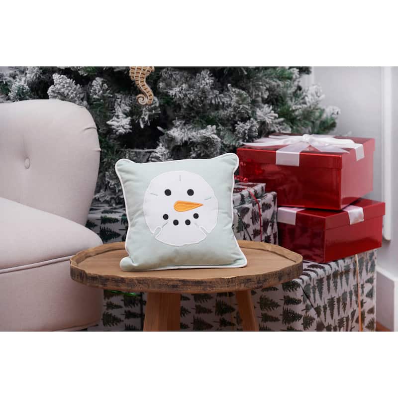 Sand Dollar Shaped Snowman Christmas Accent Pillow, 10" x 10"