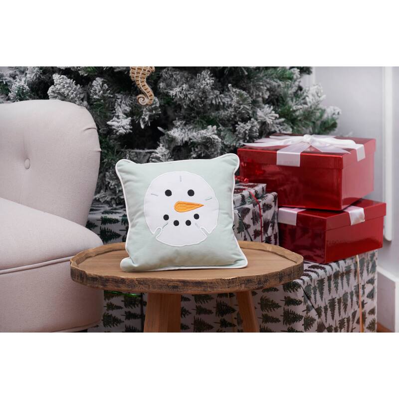 Snowman Sand Dollar Embroidered Throw Pillow