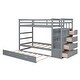 preview thumbnail 4 of 16, Multifunctional Design Wood Bunk Bed with Storage Drawers, Solid Construction, Safety Guaranteed, Grey