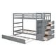 preview thumbnail 10 of 40, Twin Over Twin Bunk Bed with Trundle Bed, Staircase and 4 Storage Drawers, Solid Wood Bunk Beds with Stairs and Guardrail