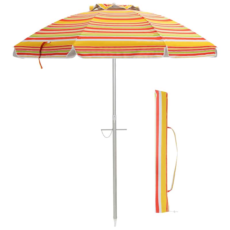 6.5FT Patio Beach Umbrella with Aluminum Frame & Portable Carrying Bag - Yellow,Orange