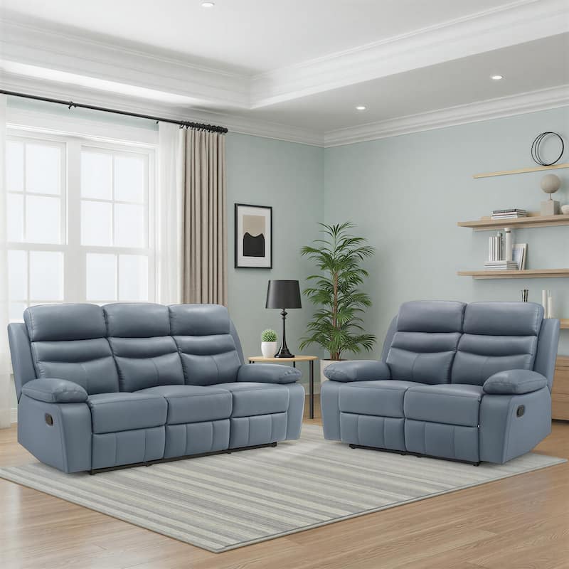 Peperomia Leather 2-Piece Manual Double Reclining Living Room Sofa Set