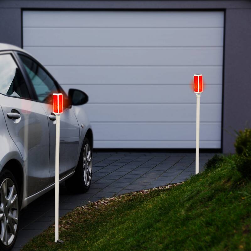 Alpine Corporation 43" Tall Outdoor Solar Powered Driveway Markers with Red LED Lights (Set of 2)