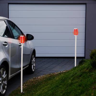 Alpine Corporation 43" Tall Outdoor Solar Powered Driveway Markers with Red LED Lights (Set of 2)