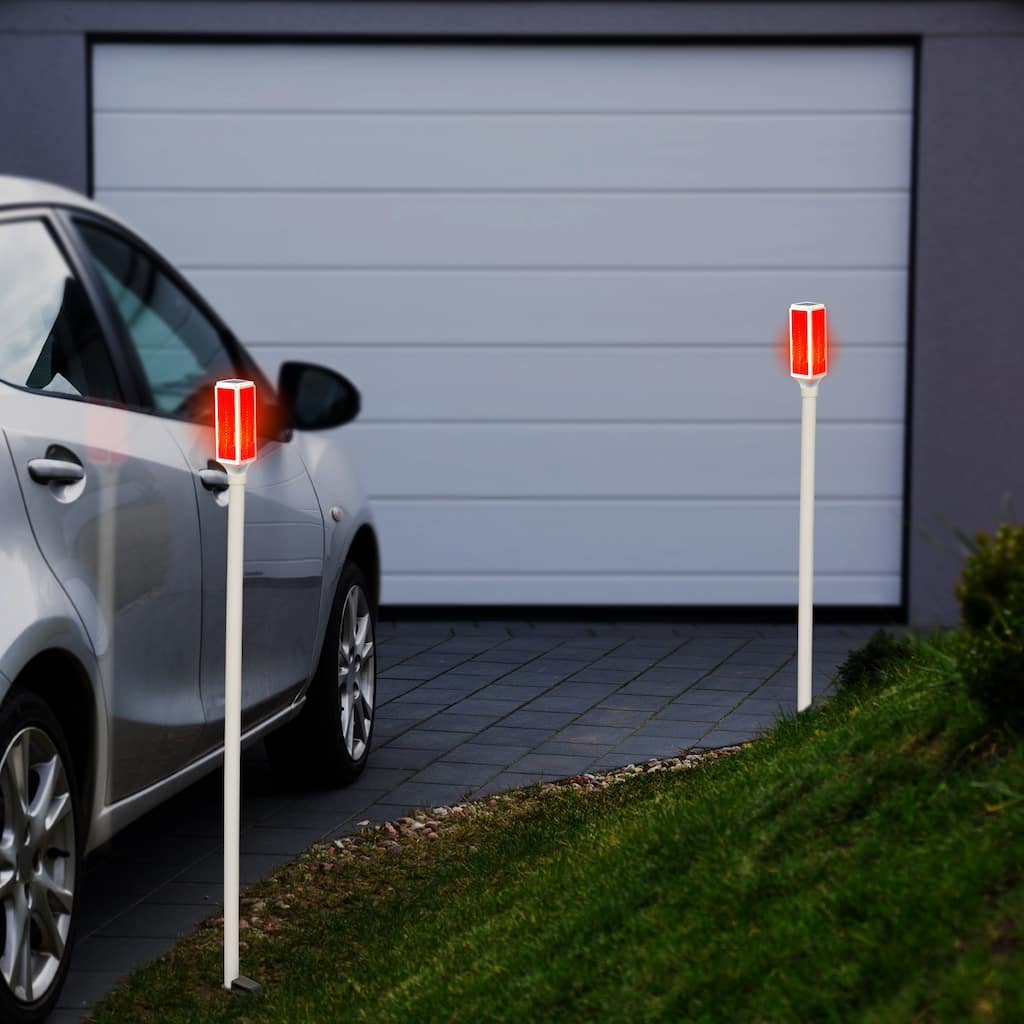 Alpine Corporation 43" Tall Outdoor Solar Powered Driveway Markers with Red LED Lights (Set of 2)