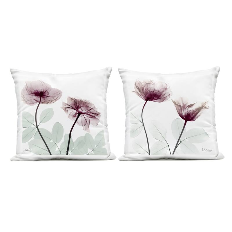 Stupell Delicate Mauve Flowers Printed Outdoor Throw Pillow Design by Albert Koetsier (Set of 2) - Pillow Sets - Polyester - Green - Set of 2