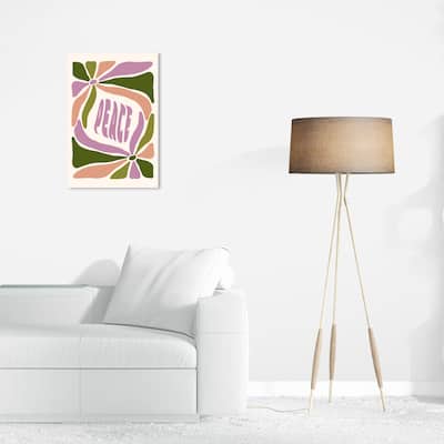 Wynwood Studio Canvas Typography and Quotes Peace and Leaves Purple Modern & Contemporary Wall Art Canvas Print