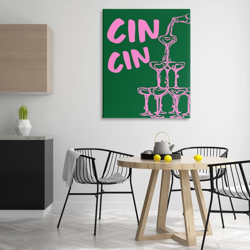 Stupell Green & Pink Cin Cin Canvas Wall Art Design By House of Lulu