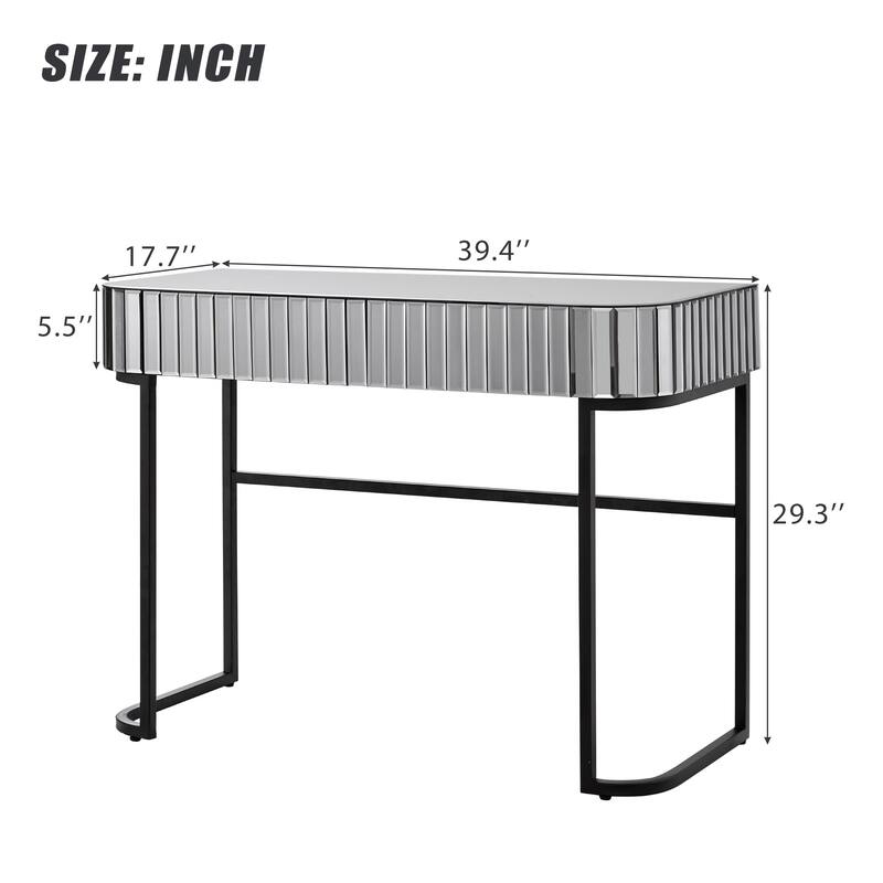 39" Mirrored Makeup Vanity Table with Stainless Steel Base